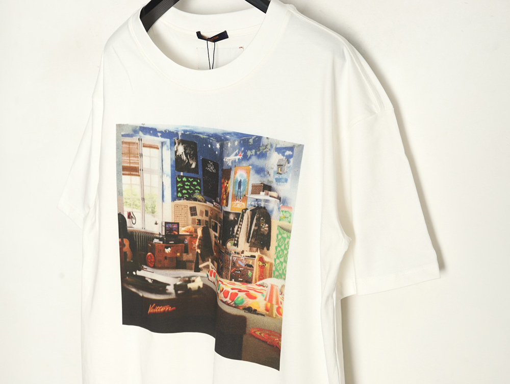 Louis Vuitton oil painting graffiti print short sleeves