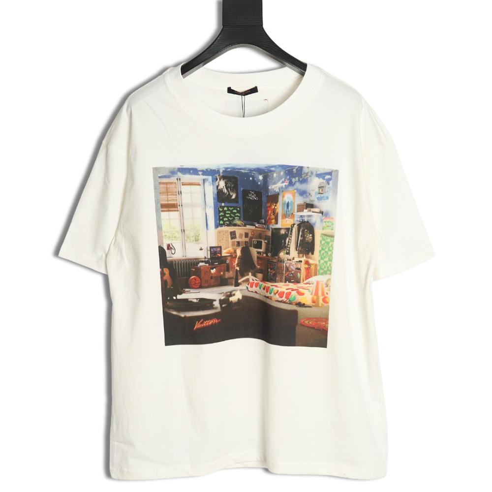 Louis Vuitton oil painting graffiti print short sleeves