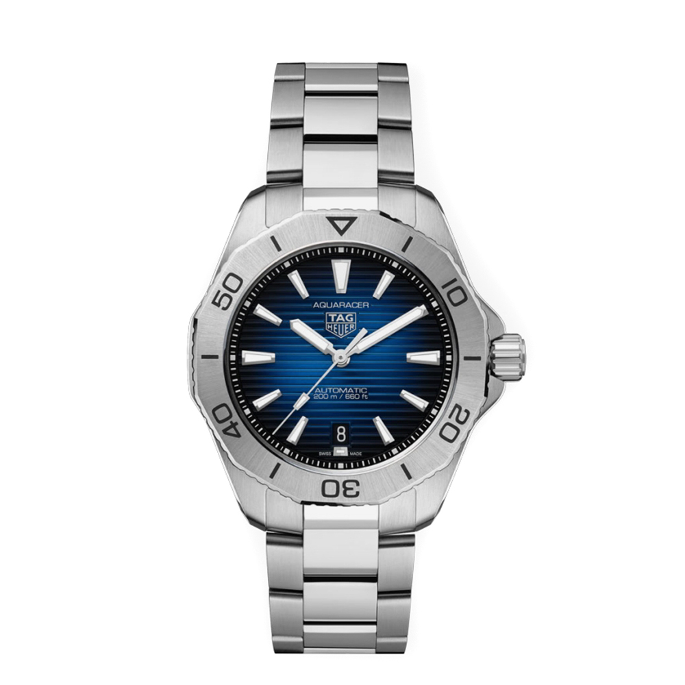 TAG Heuer Aquaracer Professional 200 Date 40mm Blue Smokey Dial Steel Bracelet Watch