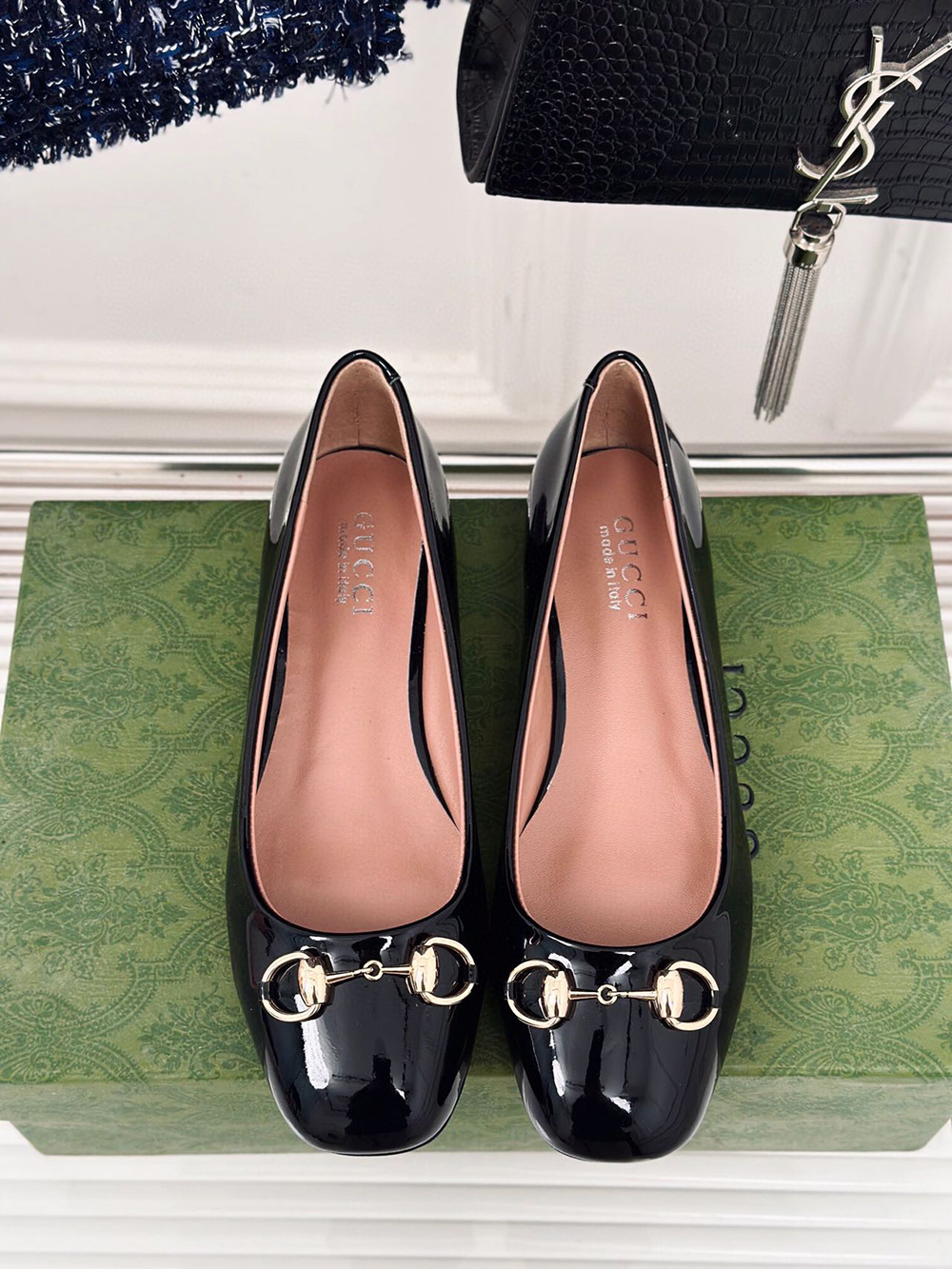 Gucci Horsebit Black Patent Flats