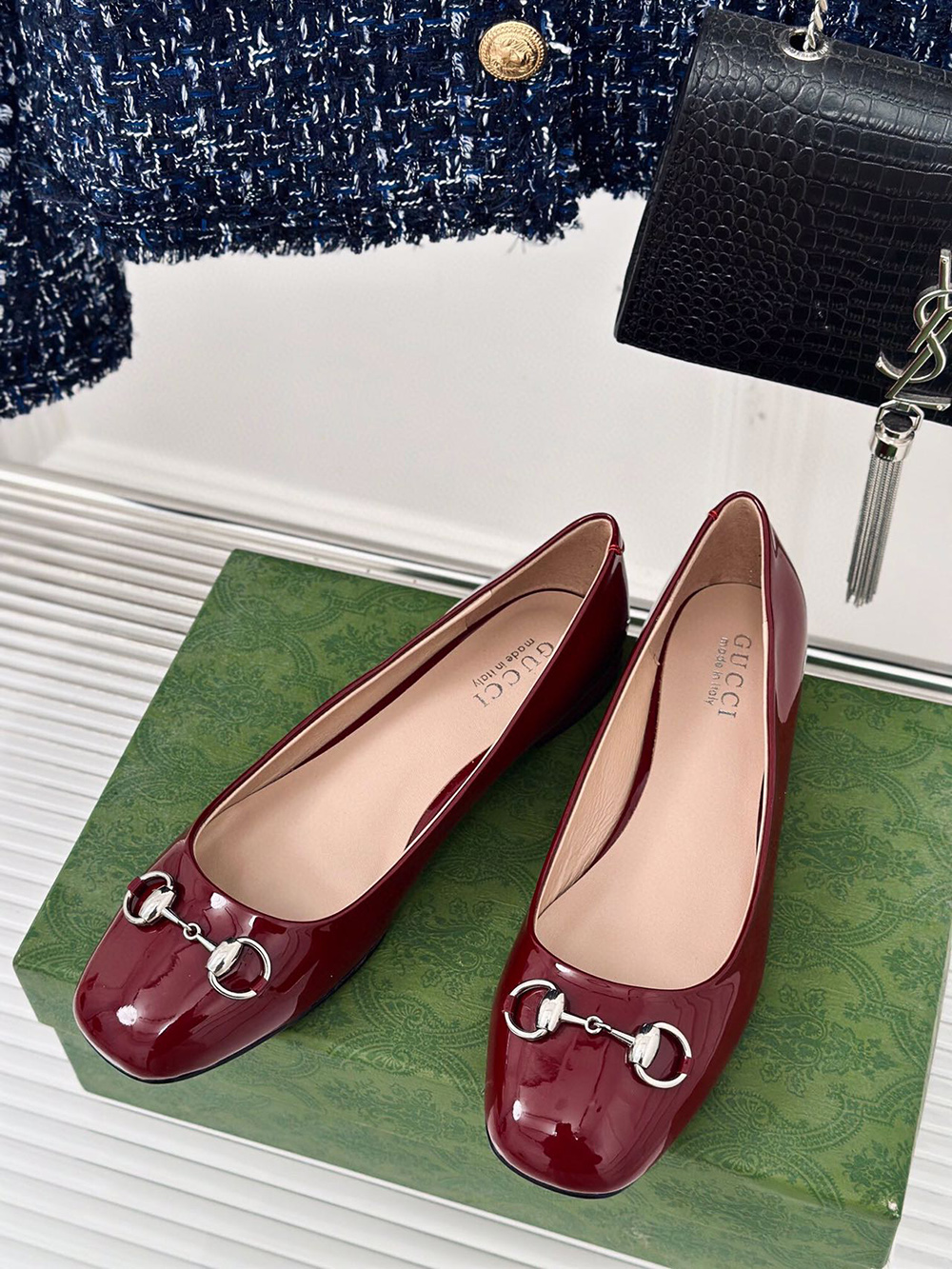 Gucci Horsebit Black Patent Flats