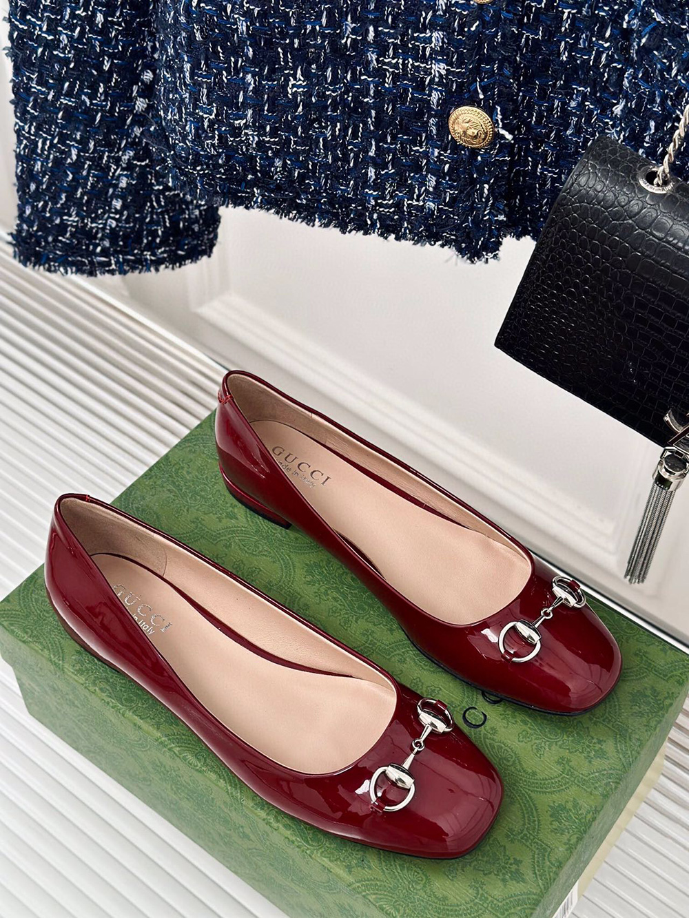 Gucci Horsebit Black Patent Flats