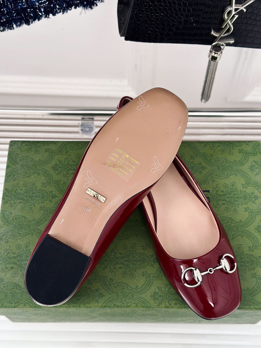 Gucci Horsebit Black Patent Flats