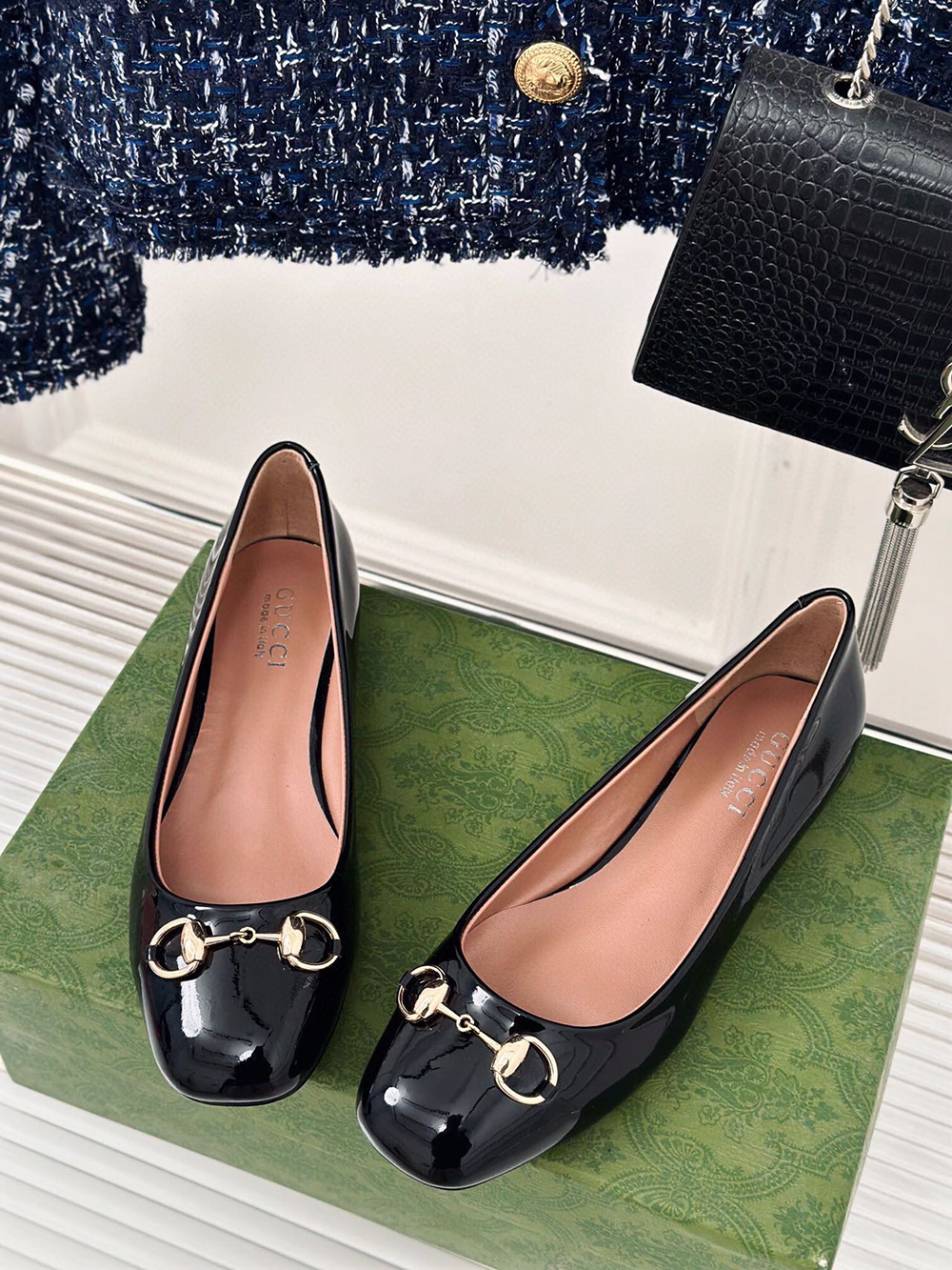 Gucci Horsebit Black Patent Flats