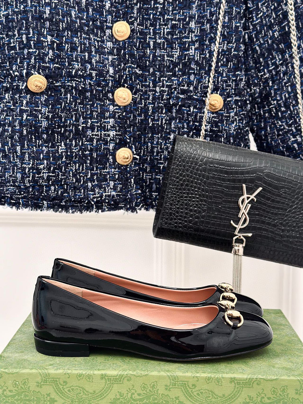 Gucci Horsebit Black Patent Flats
