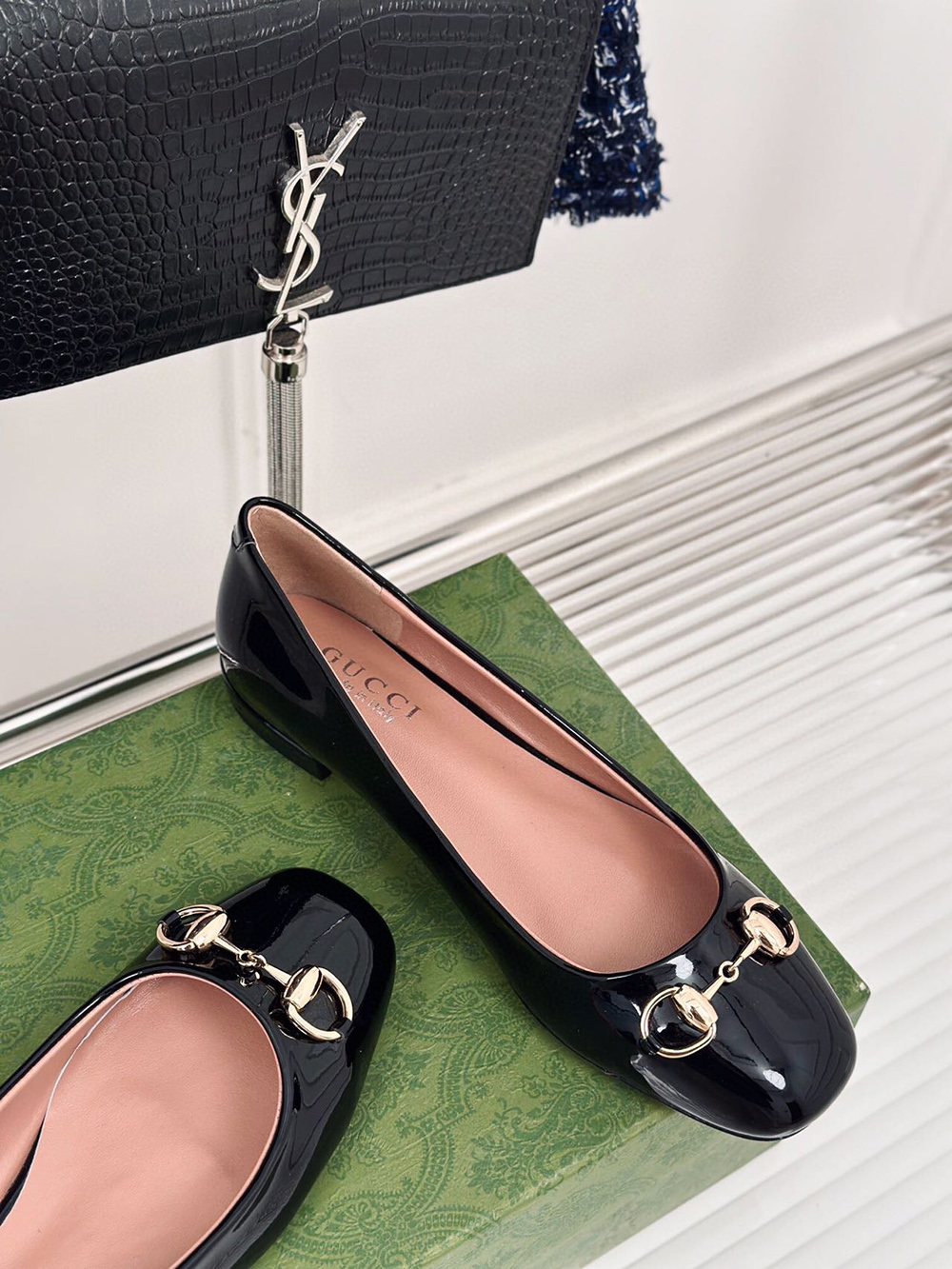 Gucci Horsebit Black Patent Flats