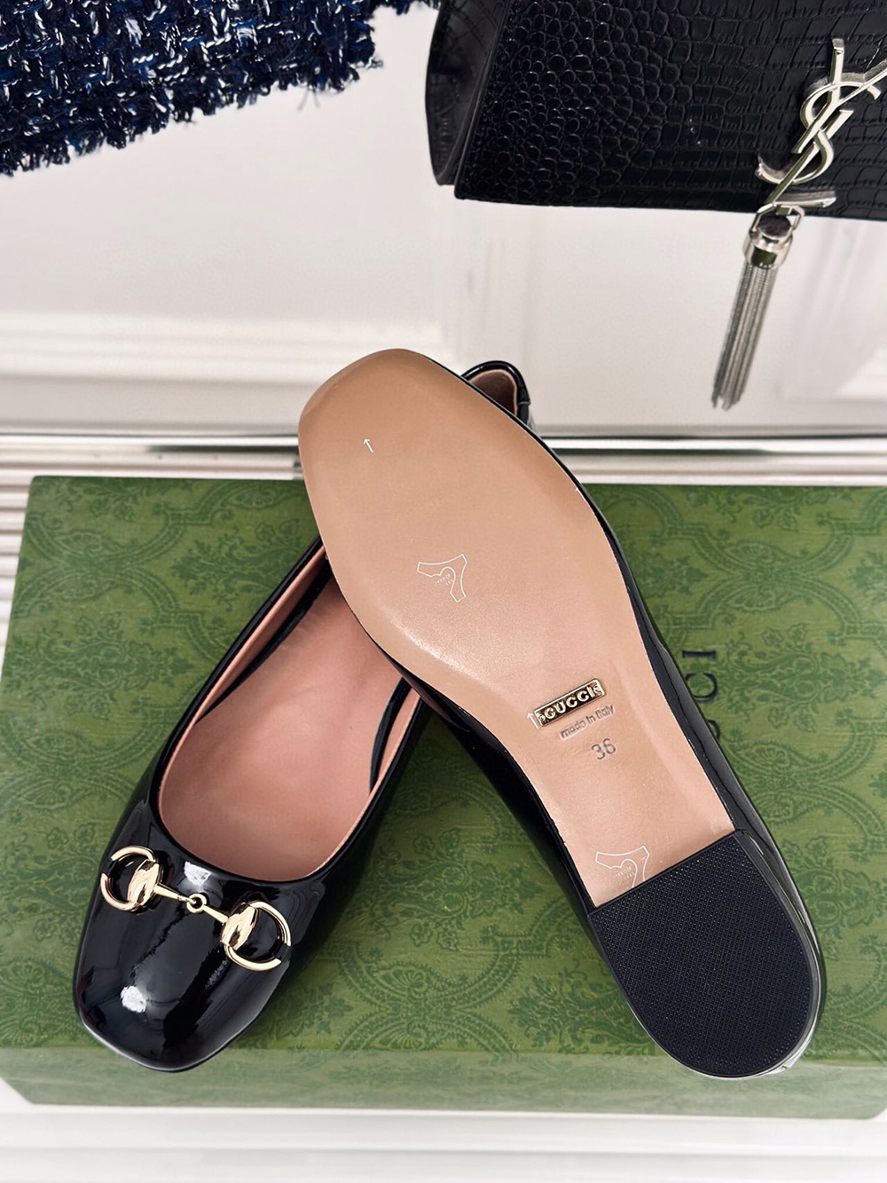 Gucci Horsebit Black Patent Flats