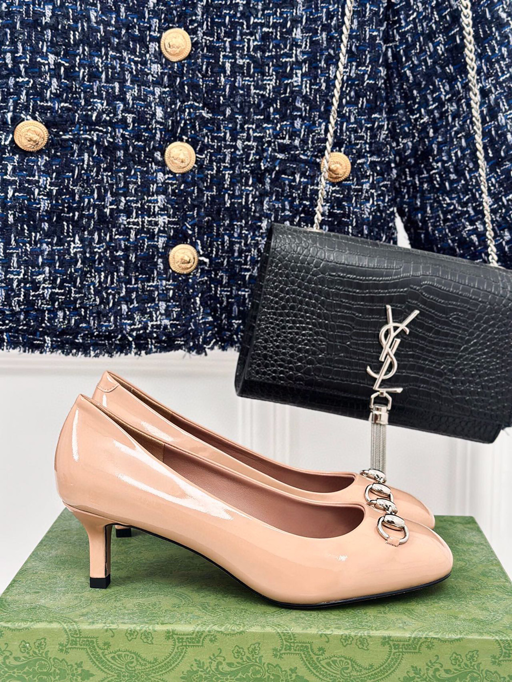 Gucci Horsebit Black Patent Leather Pointed Heels