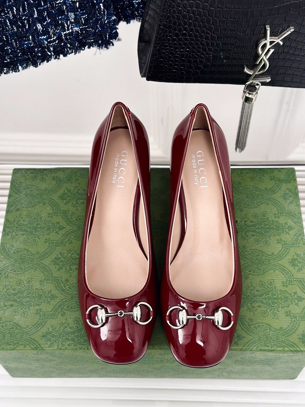 Gucci Horsebit Black Patent Leather Pointed Heels