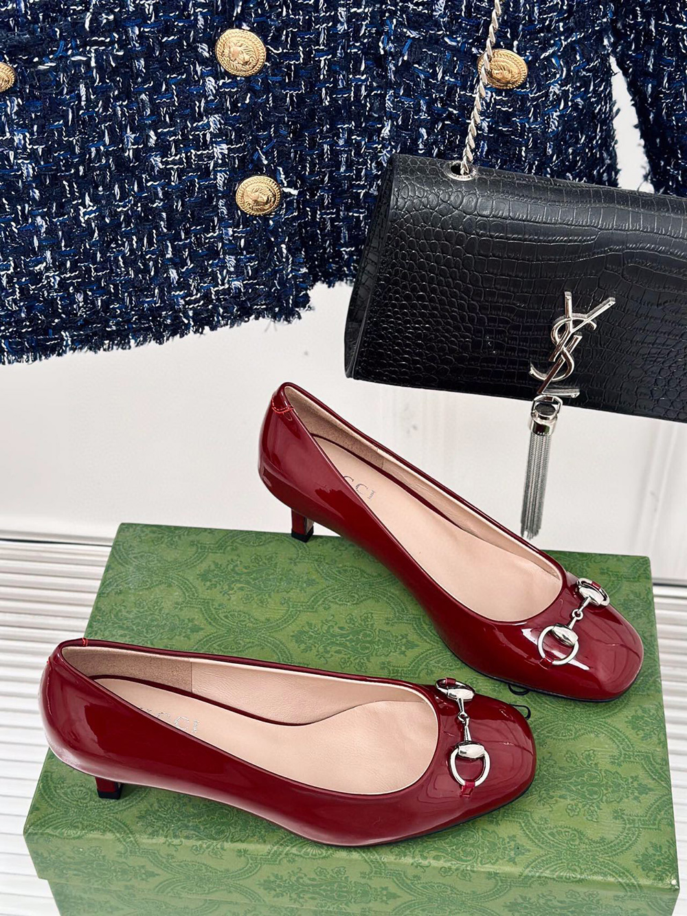 Gucci Horsebit Black Patent Leather Pointed Heels