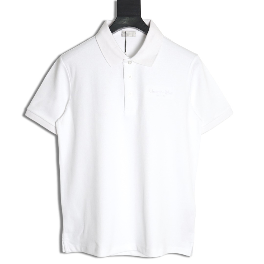 Dior embroidered lettering signature short sleeve polo shirt