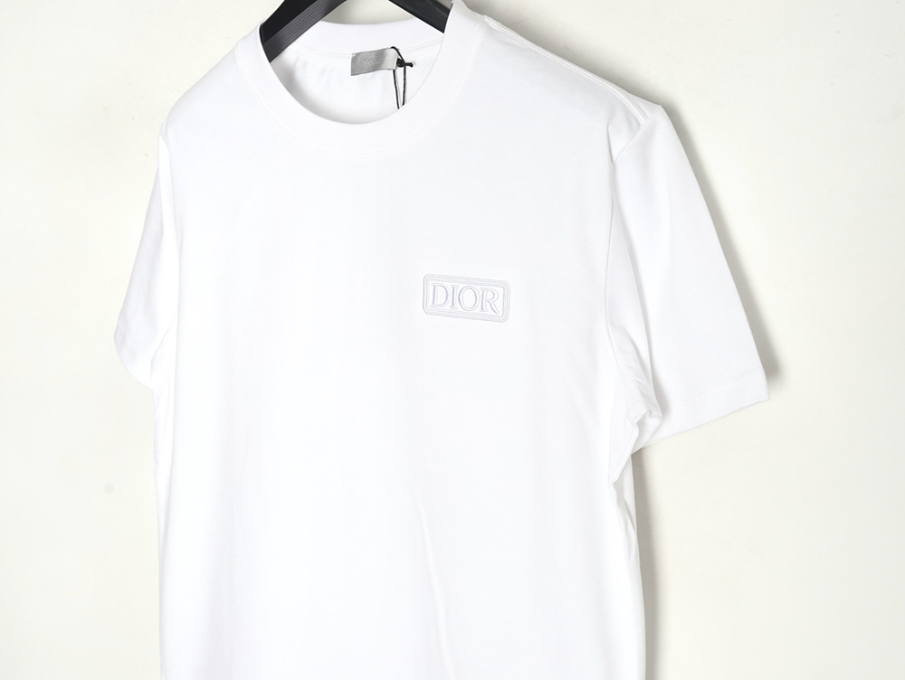 Dior chest embroidered lettering short sleeve T-shirt