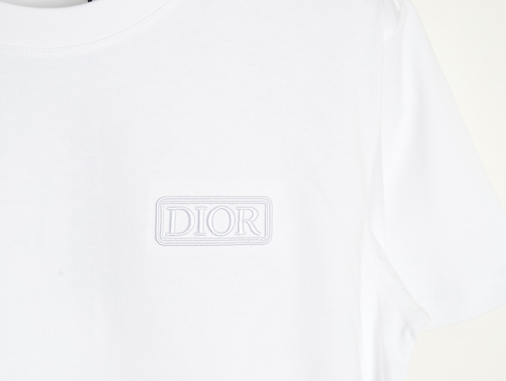Dior chest embroidered lettering short sleeve T-shirt