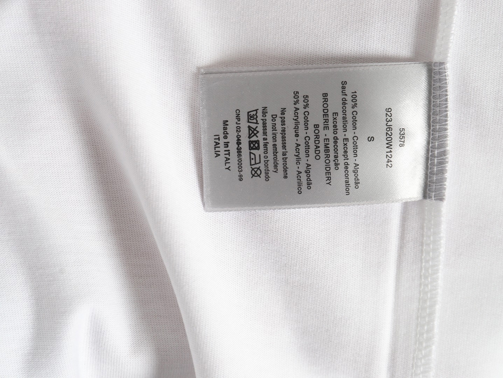 Dior chest embroidered lettering short sleeve T-shirt