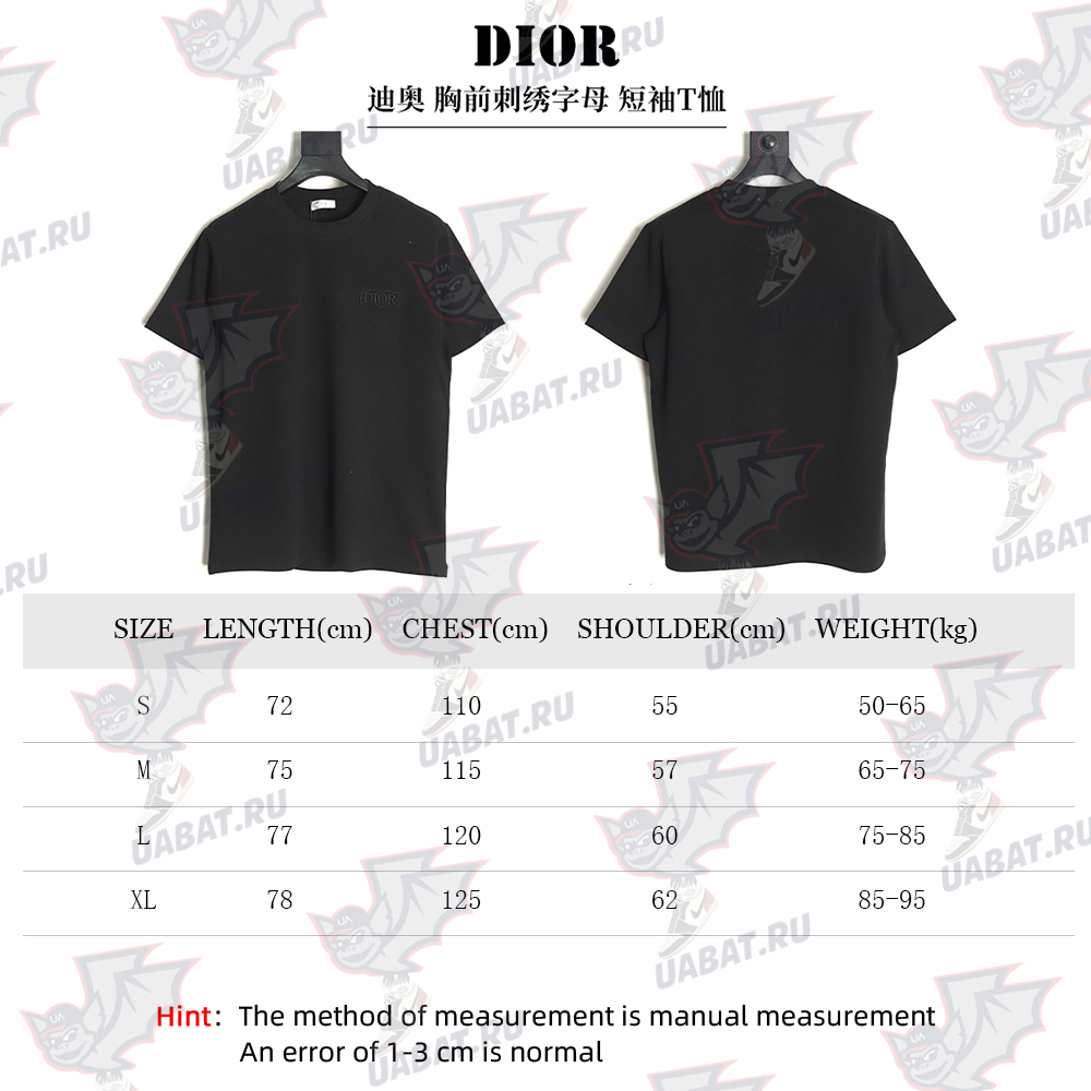 Dior chest embroidered lettering short sleeve T-shirt TSK1
