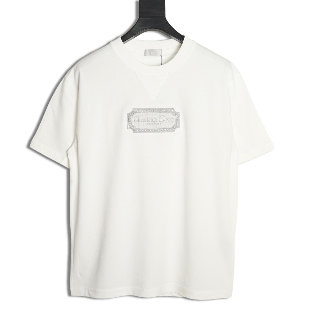 Dior Silver Logo Embroidered Short Sleeve T-Shirt