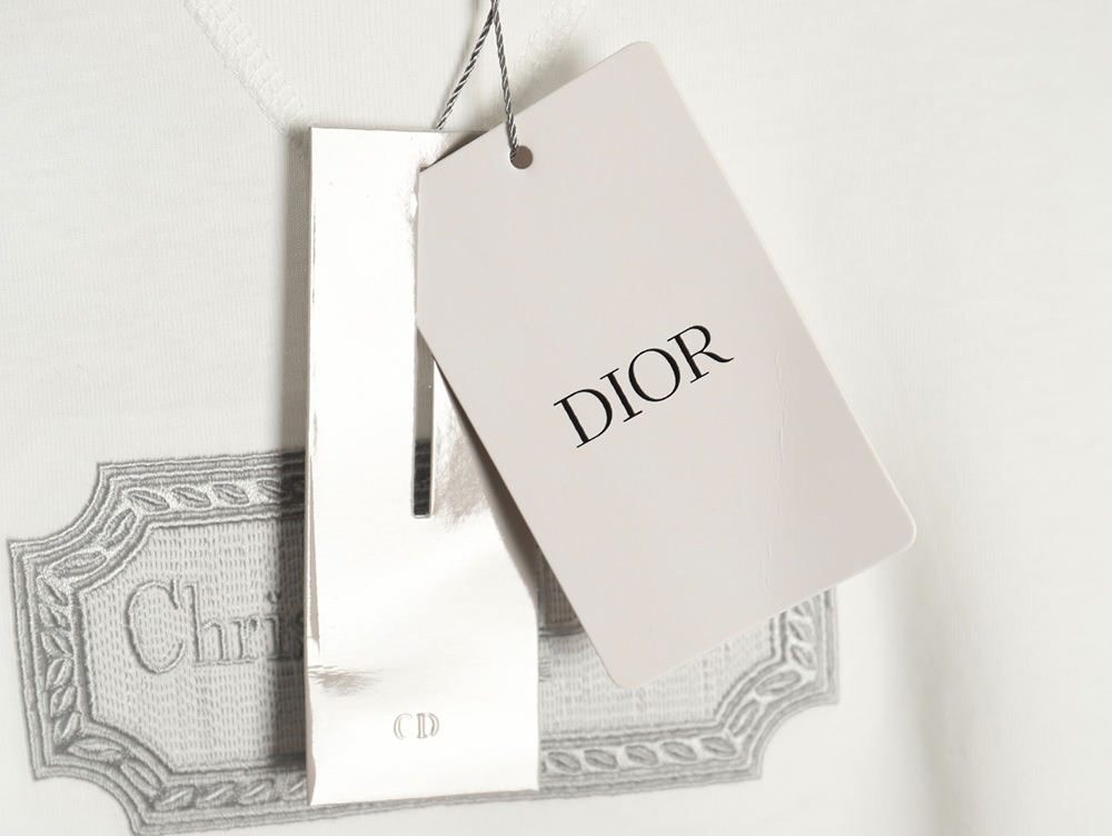 Dior Silver Logo Embroidered Short Sleeve T-Shirt