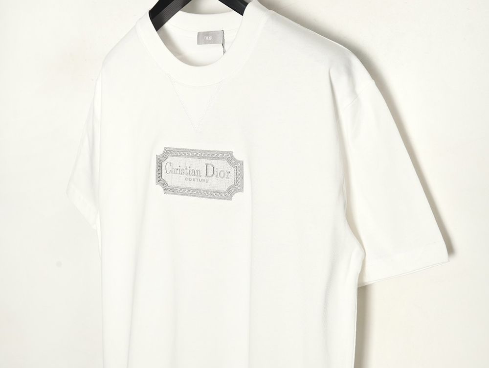 Dior Silver Logo Embroidered Short Sleeve T-Shirt