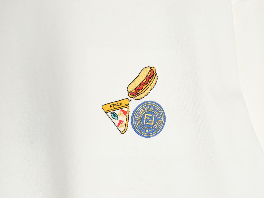 Fendi pizza graphic embroidered short-sleeved T-shirt