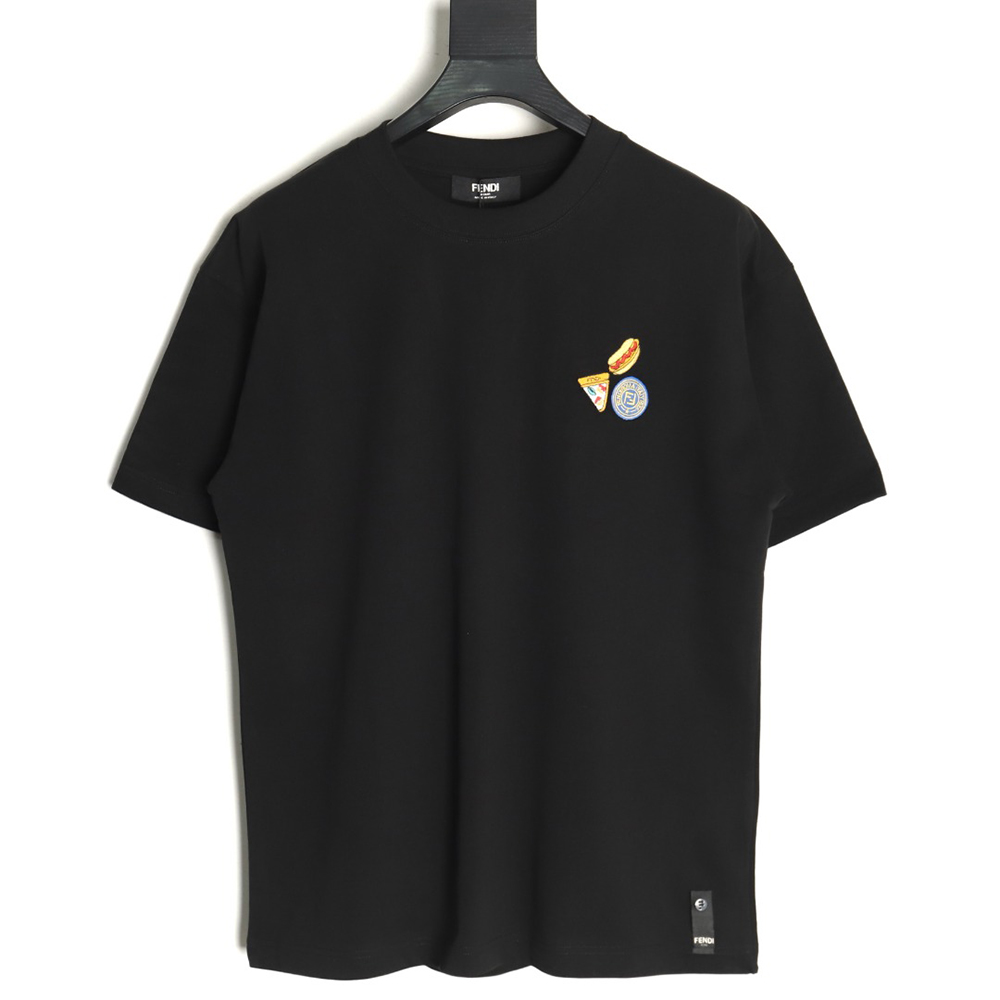 Fendi pizza graphic embroidered short-sleeved T-shirt TSK1