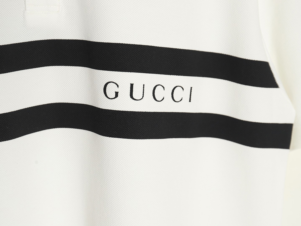 Gucci striped printed lettering short-sleeved polo shirt