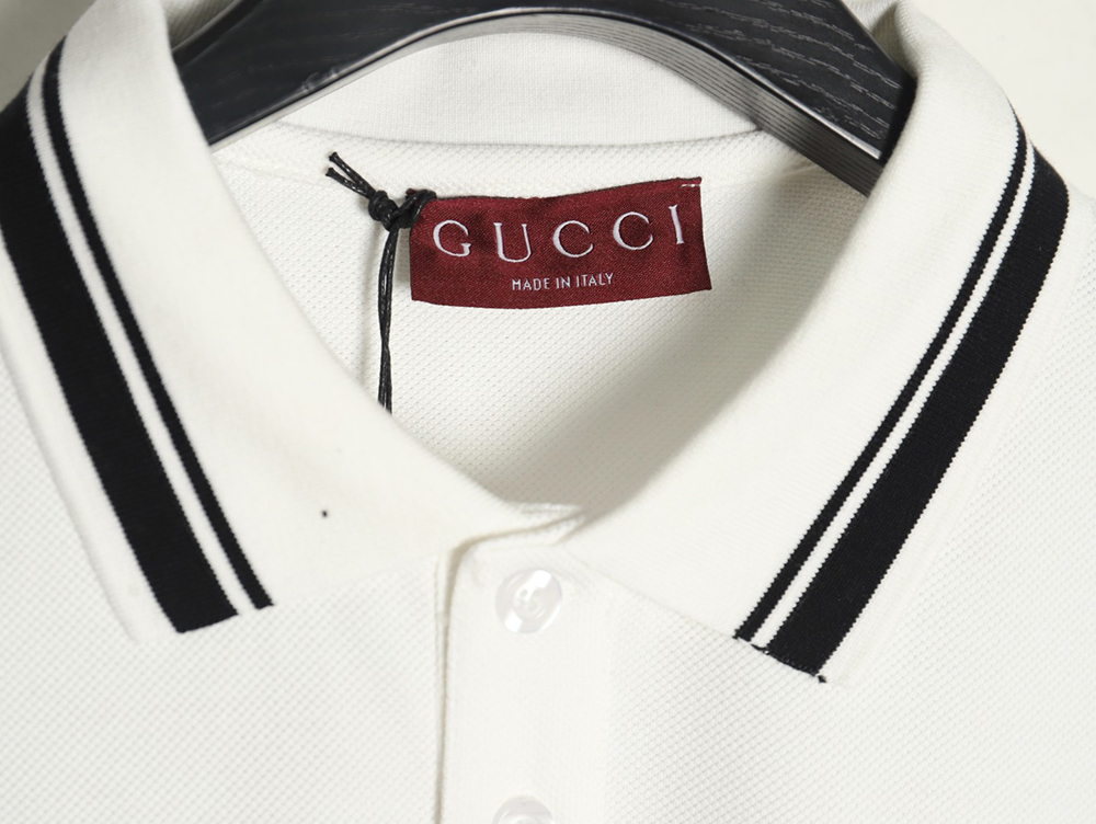 Gucci striped printed lettering short-sleeved polo shirt