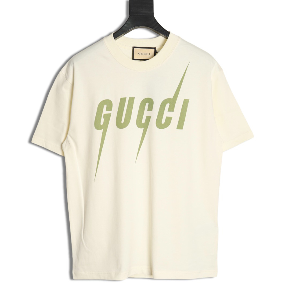 Gucci Avocado Lightning Print Short Sleeve T-shirt