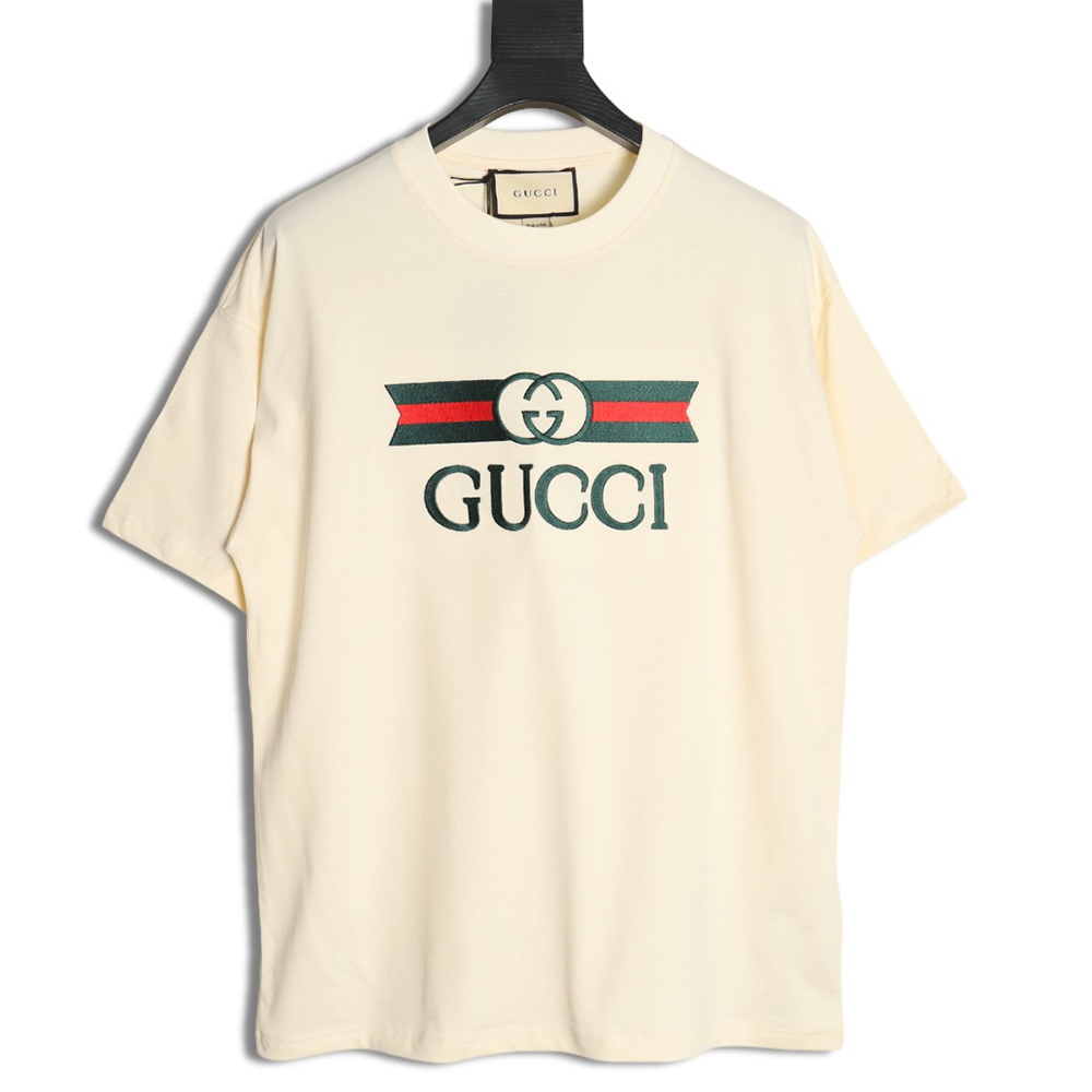 Gucci belt logo embroidered short-sleeved T-shirt