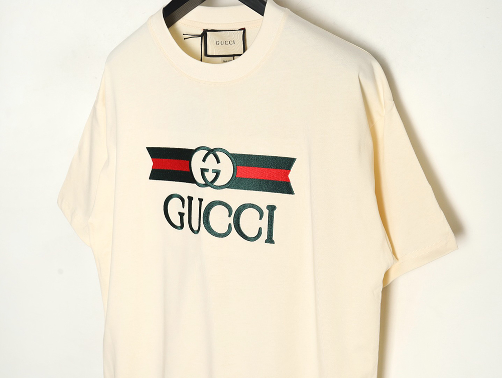 Gucci belt logo embroidered short-sleeved T-shirt