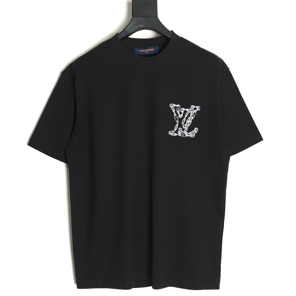 Louis Vuitton Cursive Chain Embroidered T-shirt TSK1