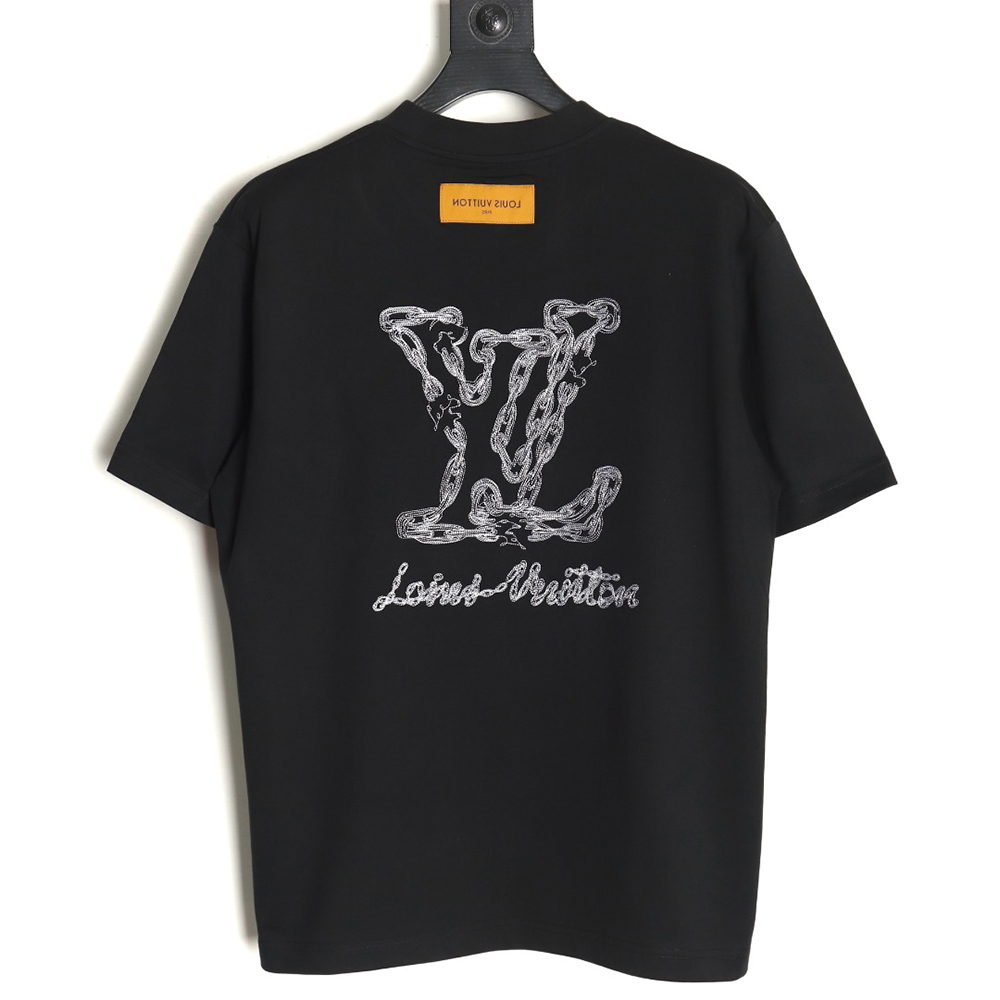 Louis Vuitton Cursive Chain Embroidered T-shirt TSK1