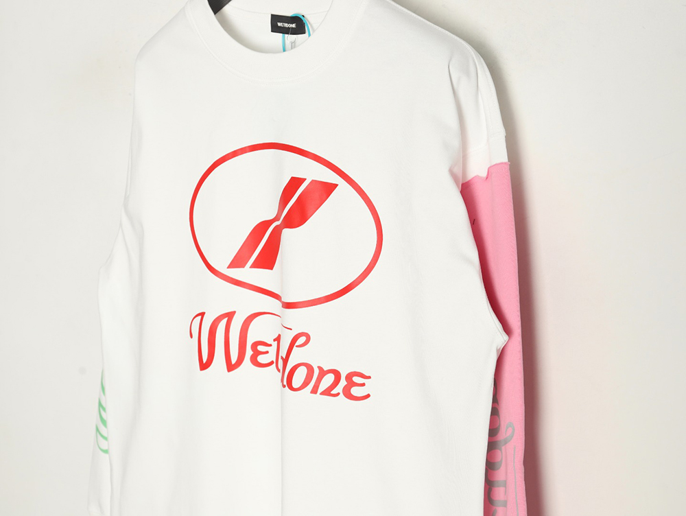 We11 Done Logo Printed Stitching Contrast Color Long Sleeve T-shirt