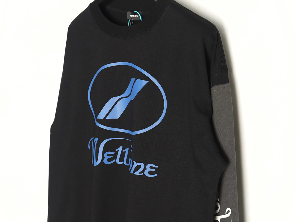 We11 Done Logo Printed Stitching Contrast Color Long Sleeve T-shirt TSK1