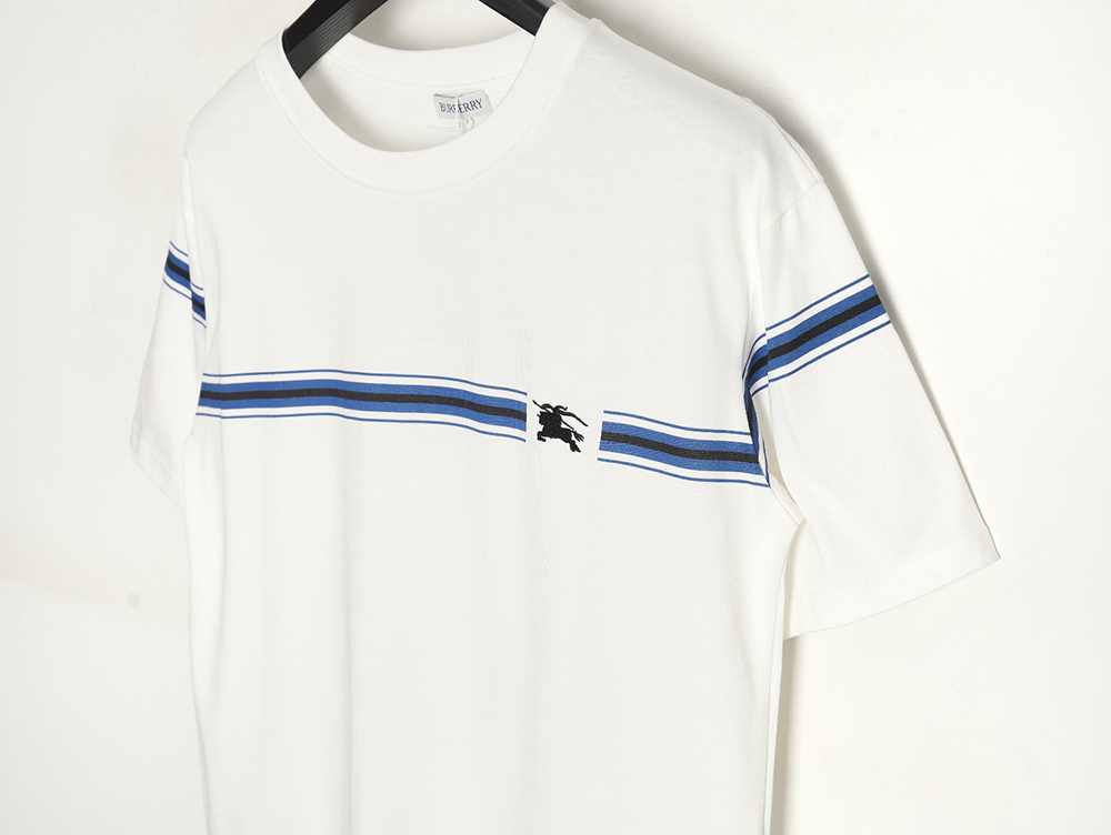 Burberry striped print embroidered horse short sleeves