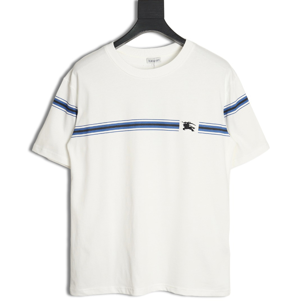 Burberry striped print embroidered horse short sleeves