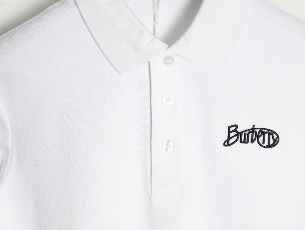 Burberry cursive embroidered signature short-sleeved polo shirt
