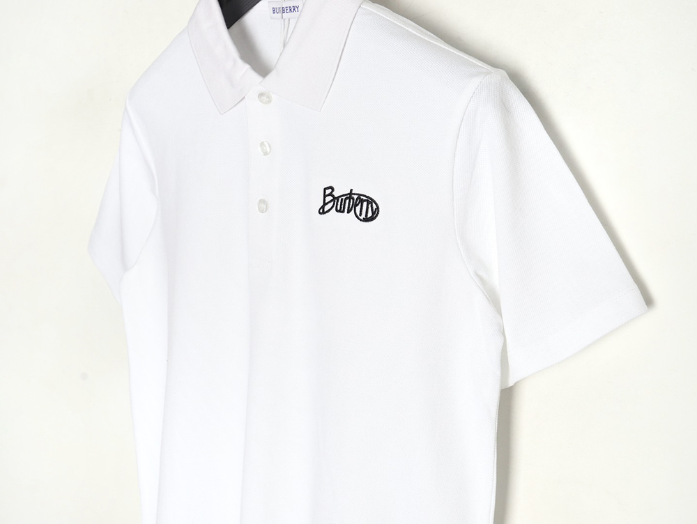 Burberry cursive embroidered signature short-sleeved polo shirt