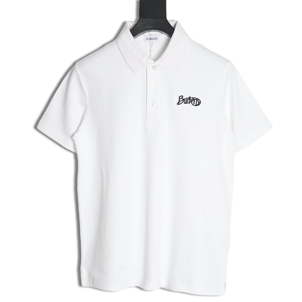 Burberry cursive embroidered signature short-sleeved polo shirt