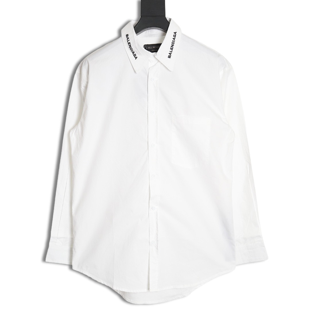 Balenciaga Neckline Lettering Embroidery Long Sleeve Shirt