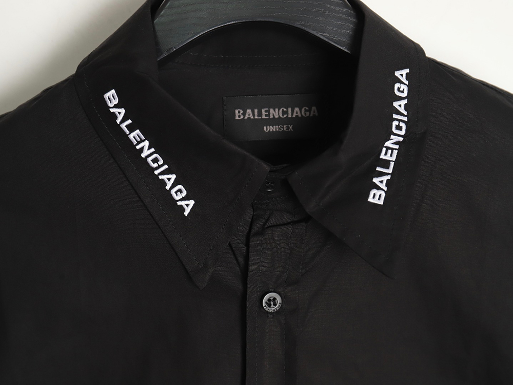 Balenciaga Neckline Lettering Embroidery Long Sleeve Shirt TSK1