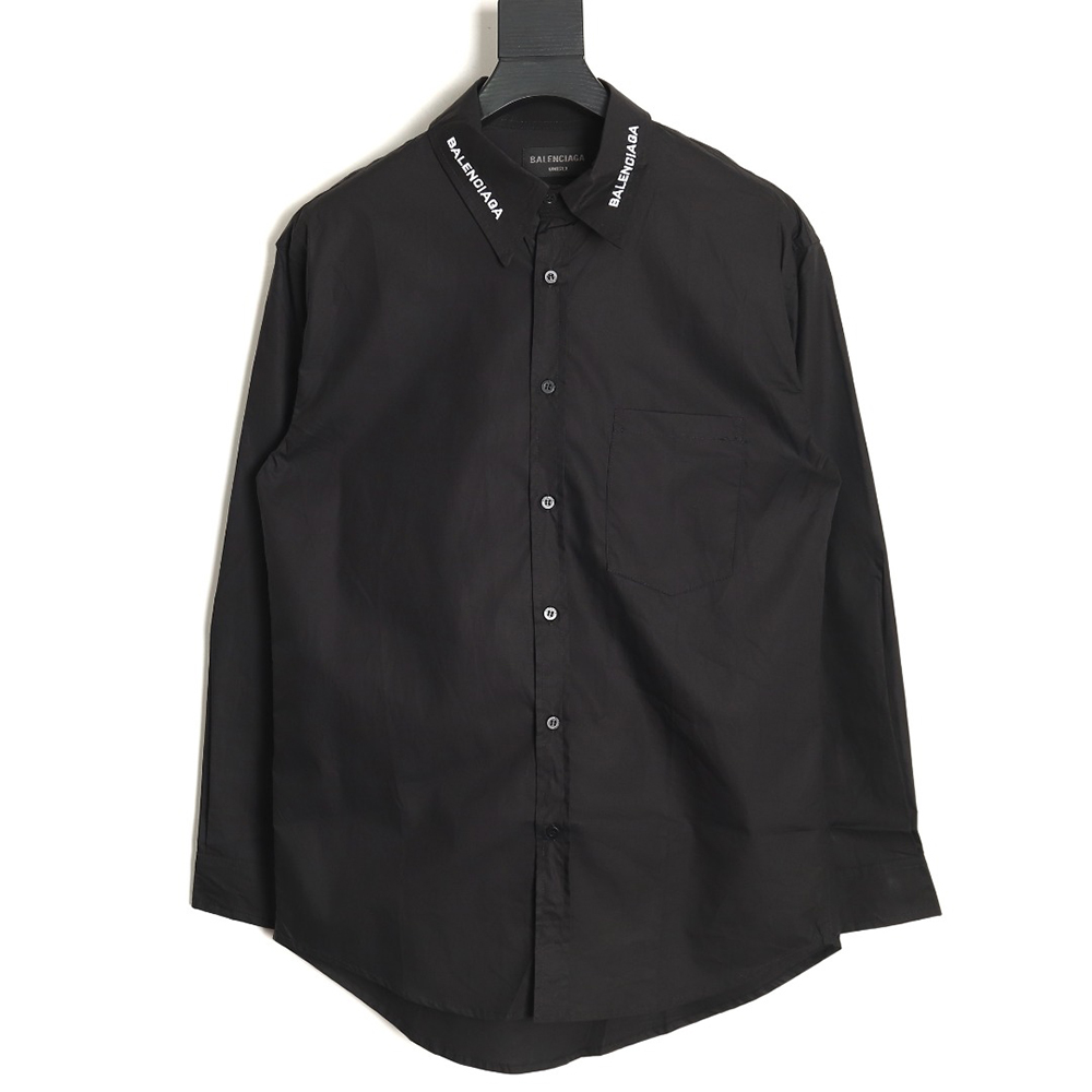 Balenciaga Neckline Lettering Embroidery Long Sleeve Shirt TSK1