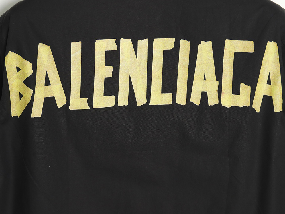 Balenciaga yellow tape print long-sleeved shirt