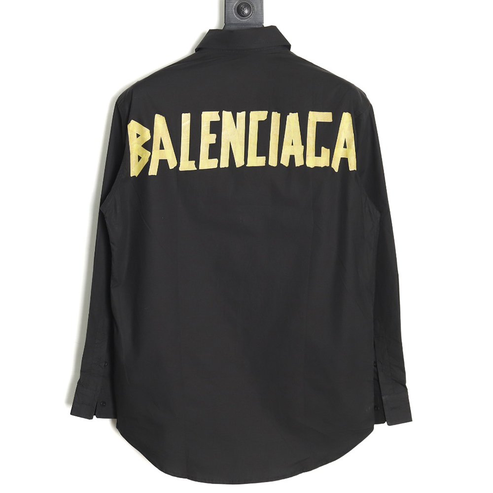 Balenciaga yellow tape print long-sleeved shirt