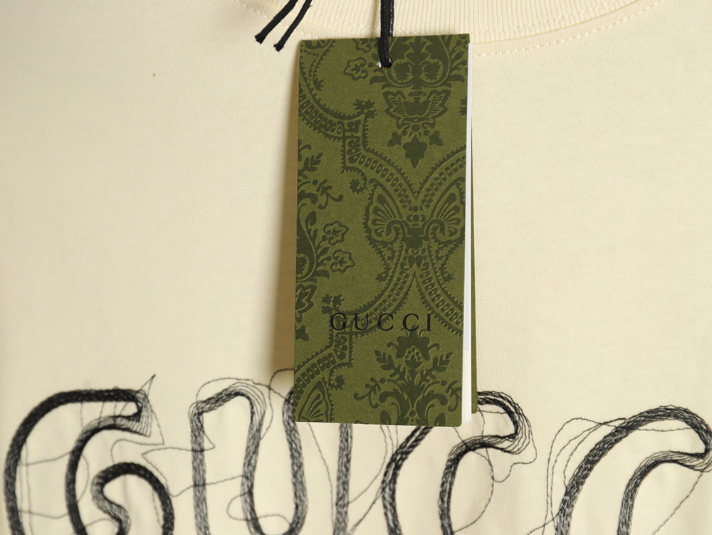 Gucci lines embroidery letters logo short sleeves
