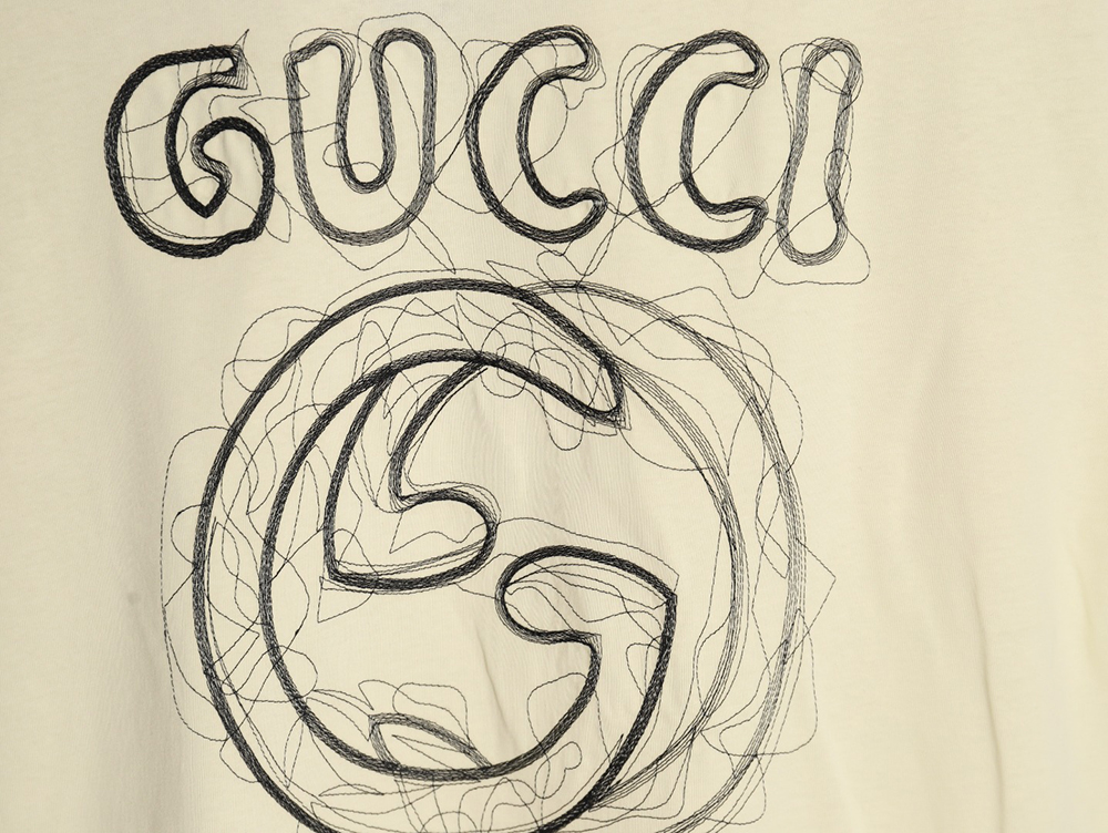 Gucci lines embroidery letters logo short sleeves