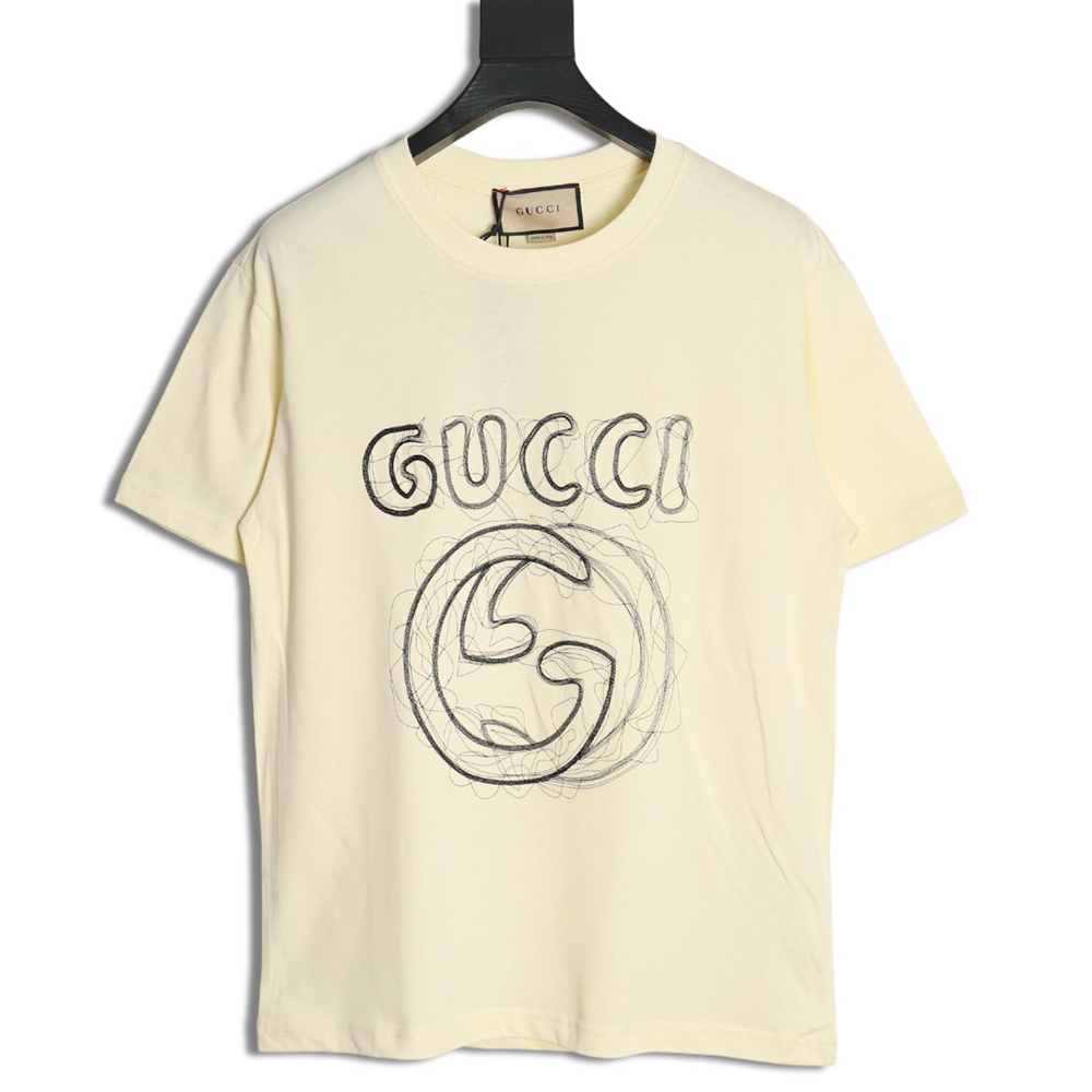 Gucci lines embroidery letters logo short sleeves