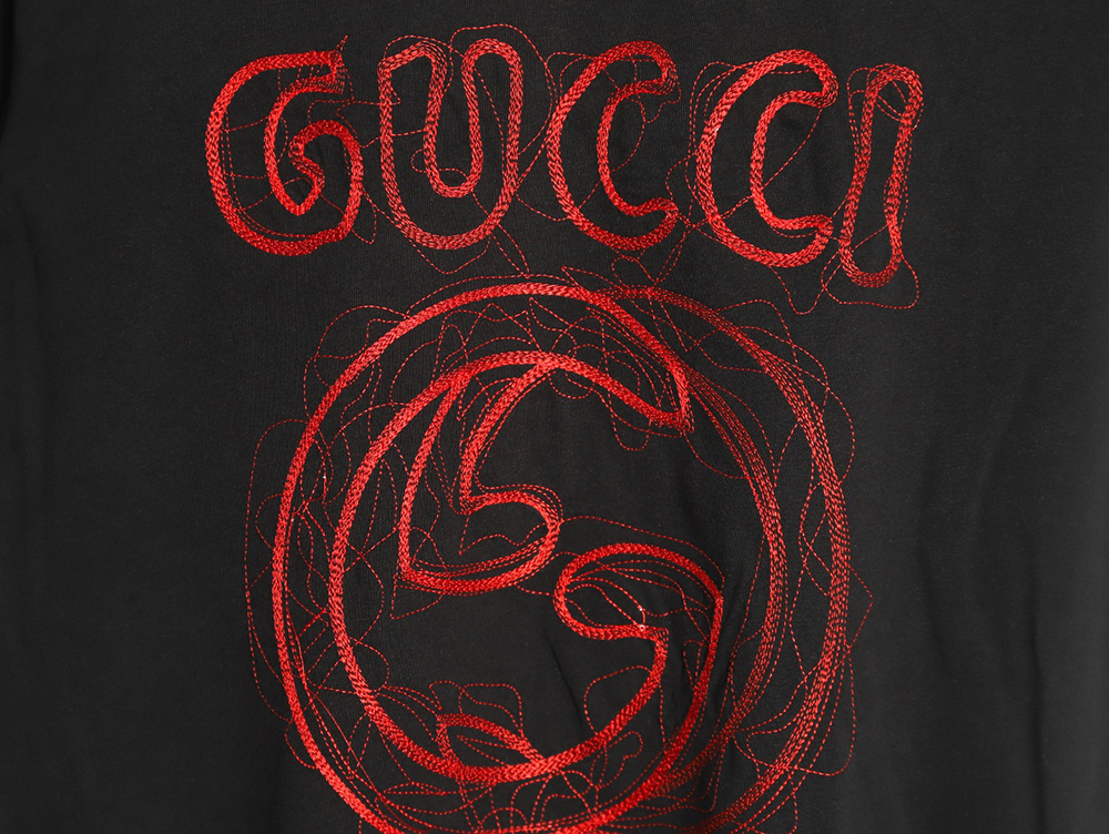 Gucci lines embroidery letters logo short sleeves TSK1
