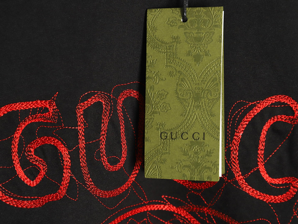 Gucci lines embroidery letters logo short sleeves TSK1