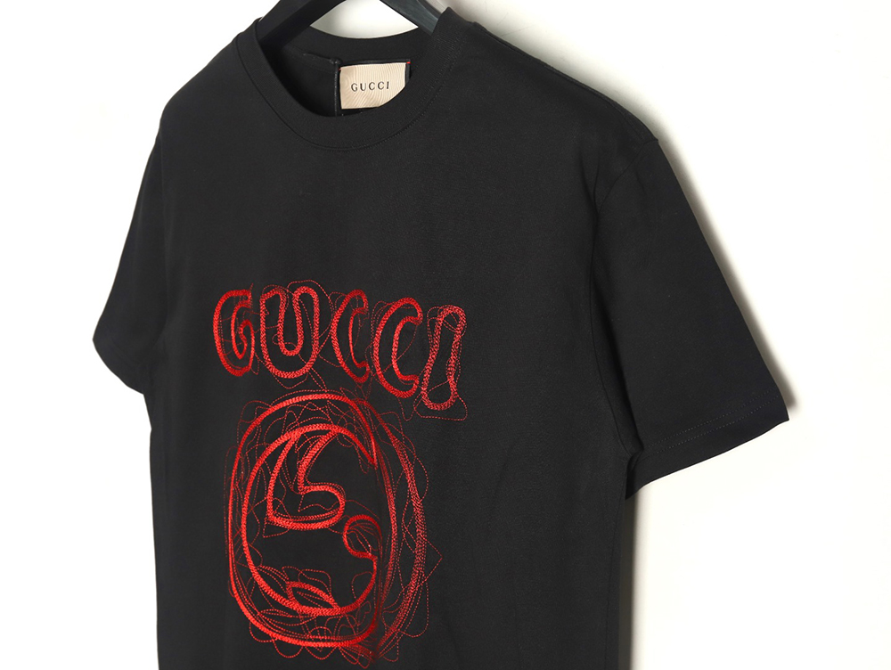 Gucci lines embroidery letters logo short sleeves TSK1