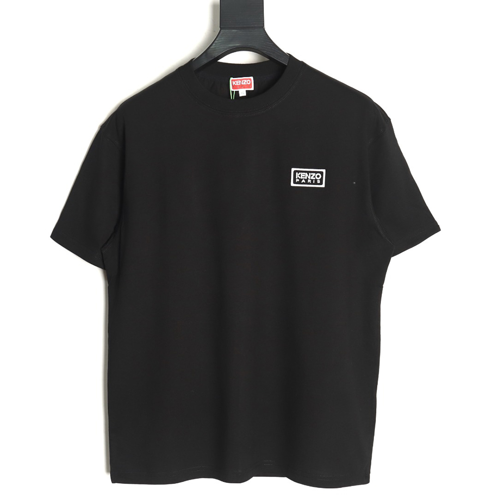 Kenzo black label white embroidered letter short sleeve T-shirt